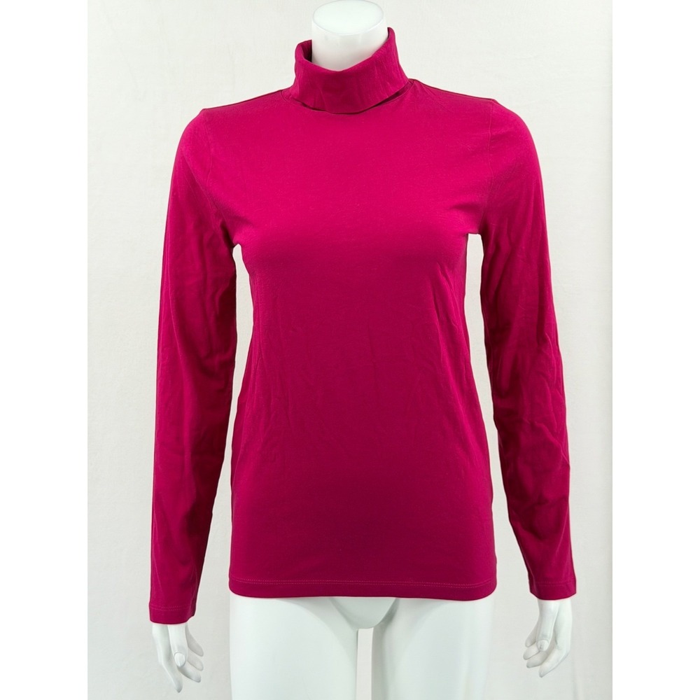 J Crew Top Womens Small Pink Tissue Turtleneck Long Sleeve Staple 100% Cotton - Picture 1 of 13